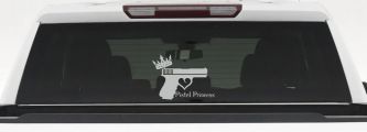 Pistol Princess with Crown and Gun for Women Girl Guns Car or Truck Window Decal Sticker (Light Gray)