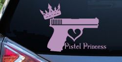 Pistol Princess with Crown and Gun for Women Girl Guns Car or Truck Window Decal Sticker (Lilac)