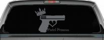 Pistol Princess with Crown and Gun for Women Girl Guns Car or Truck Window Decal Sticker (Silver)