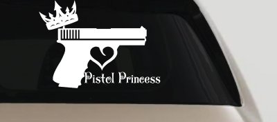 Pistol Princess with Crown and Gun for Women Girl Guns Car or Truck Window Vinyl Decal Sticker