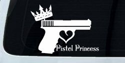 Pistol Princess with Crown and Gun for Women Girl Guns Car or Truck Window Decal Sticker