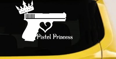 Pistol Princess with Crown and Gun for Women Girl Guns Car or Truck Window Vinyl Decal Sticker