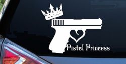 Pistol Princess with Crown and Gun for Women Girl Guns Car or Truck Window Decal Sticker