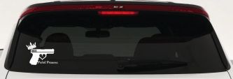 Pistol Princess with Crown and Gun for Women Girl Guns Car or Truck Window Decal Sticker (White)