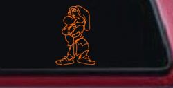 Grumpy Dwarf Snow White Cartoons Car or Truck Window Decal Sticker (Orange)