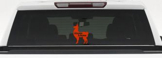 Mama Llama With Llama Silhouette Car or Truck Window Decal Sticker (Orange Red)