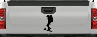 Hiker With Backpack Hiking Car or Truck Window Decal Sticker (Black)
