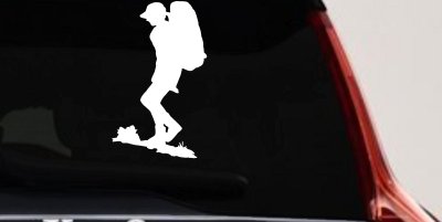 Hiker With Backpack Hiking Car or Truck Window Vinyl Decal Sticker