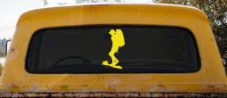 Hiker With Backpack Hiking Car or Truck Window Decal Sticker (Yellow)