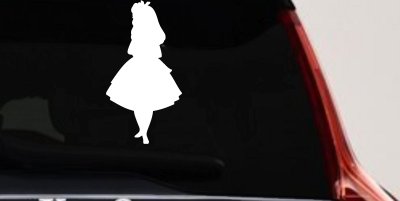 Alice in Wonderland Fairy Tale Car or Truck Window Vinyl Decal Sticker (White)