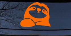 Happy Sloth Car or Truck Window Decal Sticker (Orange)