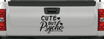 Cute But Psycho Hearts and Arrow Funny Car or Truck Window Decal Sticker (Black)