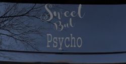 Sweet But Psycho Funny Car or Truck Window Decal Sticker (Silver)