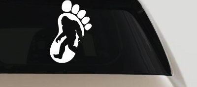 Bigfoot Sasquatch In Bigfoot Print Car or Truck Window Vinyl Decal Sticker