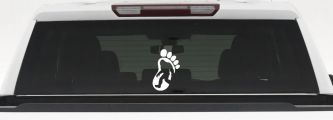 Bigfoot Sasquatch In Bigfoot Print Car or Truck Window Decal Sticker (White)
