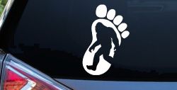 Bigfoot Sasquatch In Bigfoot Print Car or Truck Window Decal Sticker