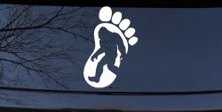 Bigfoot Sasquatch In Bigfoot Print Car or Truck Window Decal Sticker