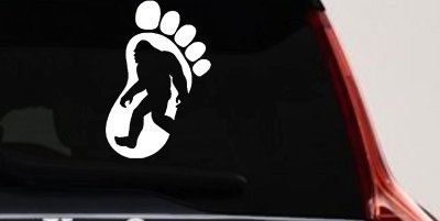 Bigfoot Sasquatch In Bigfoot Print Car or Truck Window Vinyl Decal Sticker
