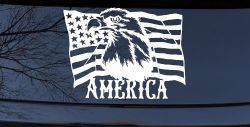 Bald Eagle Over The American Flag Patriotic Car or Truck Window Decal Sticker