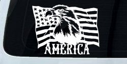 Bald Eagle Over The American Flag Patriotic Car or Truck Window Decal Sticker