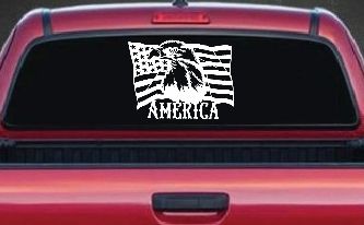 Bald Eagle Over The American Flag Patriotic Car or Truck Window Decal Sticker