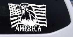 Bald Eagle Over The American Flag Patriotic Car or Truck Window Decal Sticker
