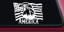 Bald Eagle Over The American Flag Patriotic Car or Truck Window Decal Sticker