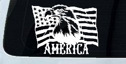 Bald Eagle Over The American Flag Patriotic Car or Truck Window Decal Sticker