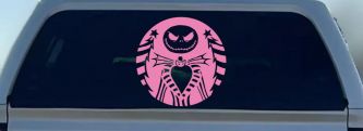 Jack Skeleton Nightmare Christmas Sci Fi Car or Truck Window Decal Sticker (Pink)