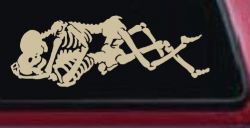 Skeleton Love Skulls Car or Truck Window Decal Sticker (Desert Sand)