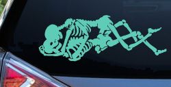Skeleton Love Skulls Car or Truck Window Vinyl Decal Sticker (Mint)