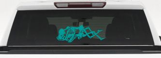 Skeleton Love Skulls Car or Truck Window Vinyl Decal Sticker (Turquoise)