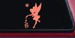 Tinkerbell Making Flowers Grow Cartoons Car or Truck Window Vinyl Decal Sticker (Coral)