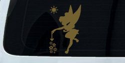 Tinkerbell Making Flowers Grow Cartoons Car or Truck Window Decal Sticker (Gold)
