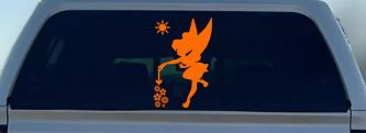 Tinkerbell Making Flowers Grow Cartoons Car or Truck Window Decal Sticker (Orange)