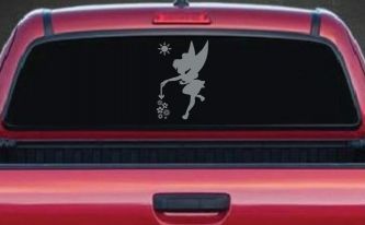 Tinkerbell Making Flowers Grow Cartoons Car or Truck Window Decal Sticker (Telegrey)