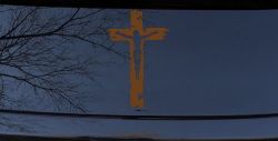Jesus on the Cross Christian Car or Truck Window Vinyl Decal Sticker (Copper)