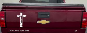 Jesus on the Cross Christian Car or Truck Window Decal Sticker (White)