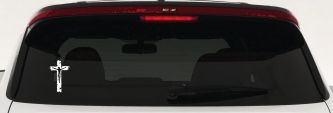 Jesus on the Cross Christian Car or Truck Window Vinyl Decal Sticker (White)