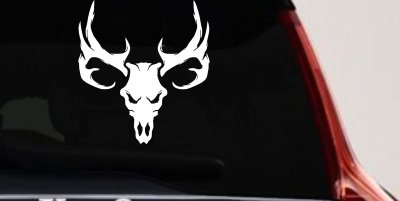 Tribal Buck Deer Skull with Huge Horns and Rack Hunting Car or Truck Window Vinyl Decal Sticker
