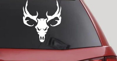 Tribal Buck Deer Skull with Huge Horns and Rack Hunting Car or Truck Window Vinyl Decal Sticker