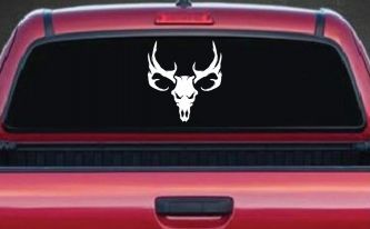 Tribal Buck Deer Skull with Huge Horns and Rack Hunting Car or Truck Window Decal Sticker