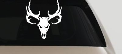 Tribal Buck Deer Skull with Huge Horns and Rack Hunting Car or Truck Window Vinyl Decal Sticker