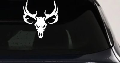 Tribal Buck Deer Skull with Huge Horns and Rack Hunting Car or Truck Window Vinyl Decal Sticker
