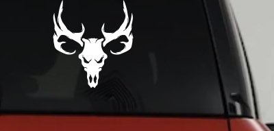 Tribal Buck Deer Skull with Huge Horns and Rack Hunting Car or Truck Window Vinyl Decal Sticker