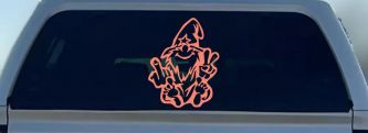Wizard Shooting Bird and Giving Peace Sign Funny Car or Truck Window Decal Sticker (Coral)