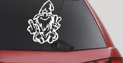 Wizard Shooting Bird and Giving Peace Sign Funny Car or Truck Window Vinyl Decal Sticker