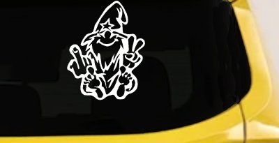 Wizard Shooting Bird and Giving Peace Sign Funny Car or Truck Window Vinyl Decal Sticker