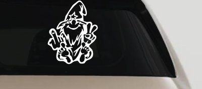 Wizard Shooting Bird and Giving Peace Sign Funny Car or Truck Window Vinyl Decal Sticker