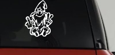 Wizard Shooting Bird and Giving Peace Sign Funny Car or Truck Window Vinyl Decal Sticker